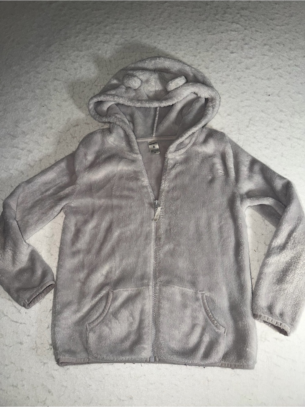 Carter's Plush Hooded Zip-Up Jacket in Light Gray